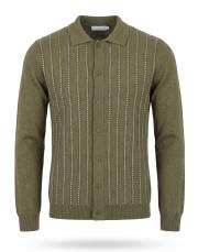 erkek düğmeli desenli hırka haki