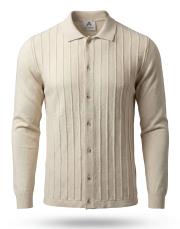 erkek düğmeli desenli hırka ekru