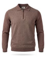 erkek polo yaka fermuarlı kaşmir kazak kahve