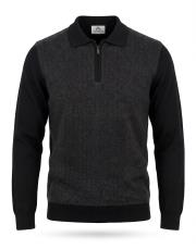 erkek polo yaka fermuarlı kaşmir kazak siyah
