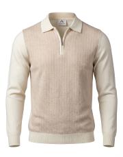 erkek polo yaka fermuarlı kaşmir kazak kemik