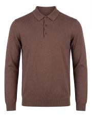 erkek polo yaka düğmeli kaşmir kazak kahve