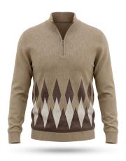 erkek yarım fermuarlı desenli kazak bej