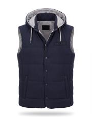erkek dik yaka kapşonlu hafif yelek lacivert