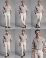 erkek çizğili keten pamuk gömlek kahve 2