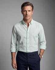 erkek çizğili keten pamuk gömlek su yeşili