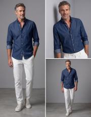 erkek denim kot gömlek lacivert