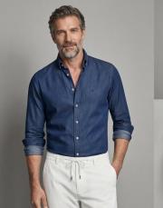 erkek denim kot gömlek lacivert 2