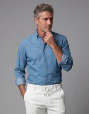erkek denim kot gömlek mavi 2