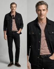 erkek denim kot ceket oversize siyah