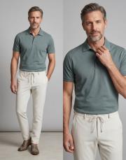 pola yaka %100 merserize tişört haki