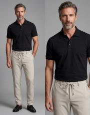 pola yaka %100 merserize tişört siyah