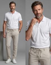 pola yaka %100 merserize tişört beyaz