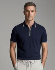 pola yaka fermuarlı merserize tişört lacivert 2