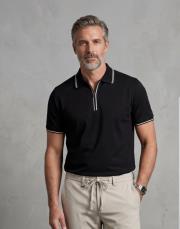 pola yaka fermuarlı merserize tişört siyah 2