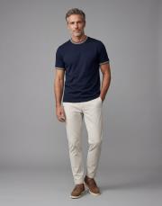 merserize desenli bisiklet yaka tişört lacivert