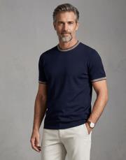 merserize desenli bisiklet yaka tişört lacivert 2