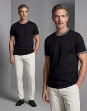 merserize desenli bisiklet yaka tişört siyah