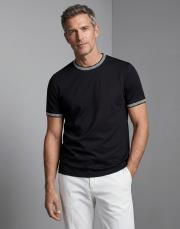 merserize desenli bisiklet yaka tişört siyah 2