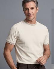 merserize desenli bisiklet yaka tişört bej 2