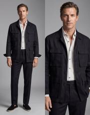 %100 keten safari ceket siyah