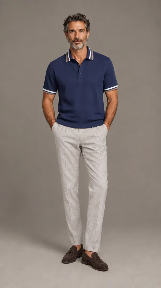 Polo Yaka Spandeks Tişört — model üzerinde